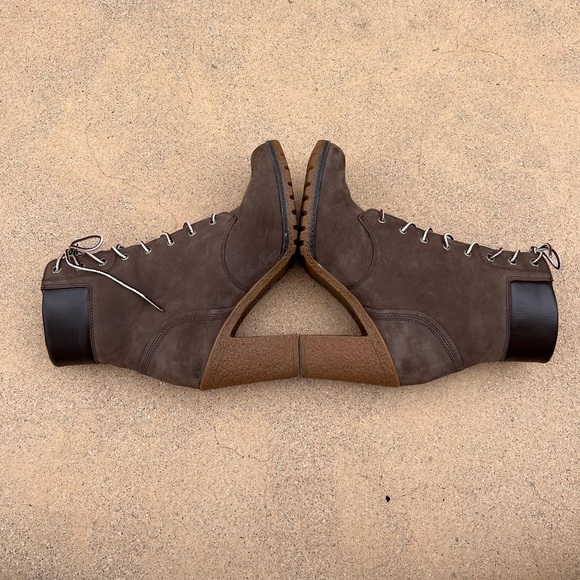 TIMBERLAND Glancy Heeled Boot Brown Lug Sole Lace Up 7.5 LIKE NEW Revolve 6” - Picture 6 of 14